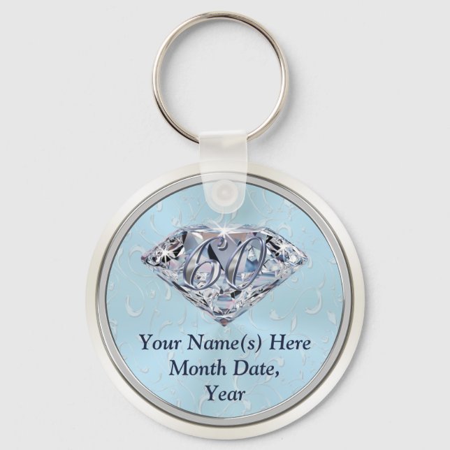 60th Anniversary Favors or 60th Birthday Keychains (Front)