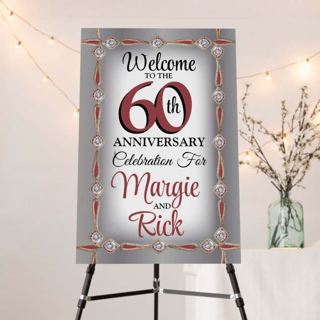 60th Anniversary Foam Board Welcome Sign (In Situ (Stand))