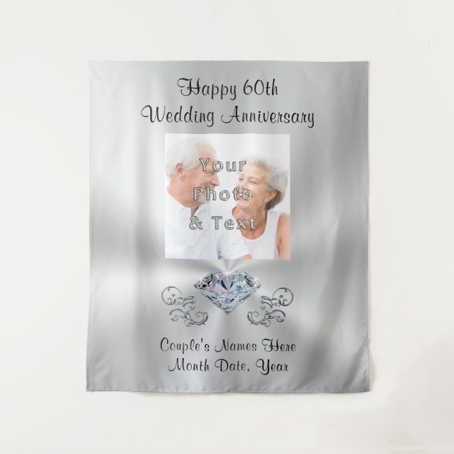 60th Anniversary Gift, Party Wall Tapestry Decor (Front)