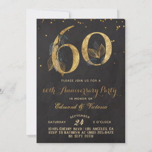 60th Anniversary Gold Floral Invitation