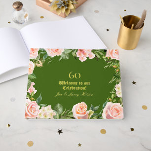 60th Anniversary Gold Foil Green  Foil Guest Book