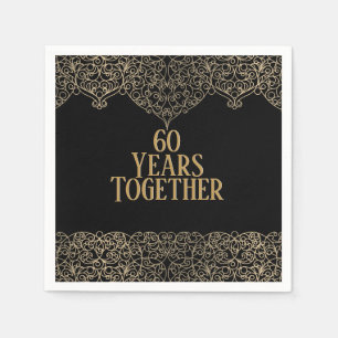 60th Anniversary Gold Lace On Black Napkins