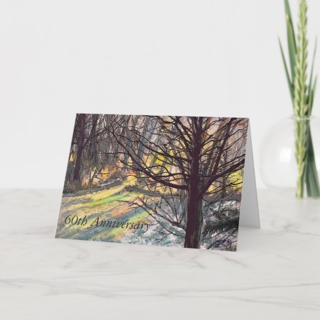 60th Anniversary Greeting Card Sunlight in Trees (Front)