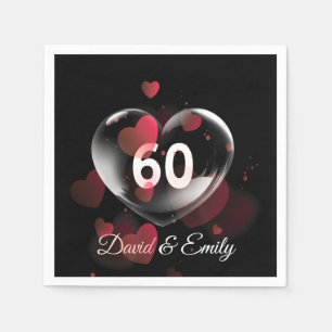 60th Anniversary Heart Bubble With Red Hearts   Napkins