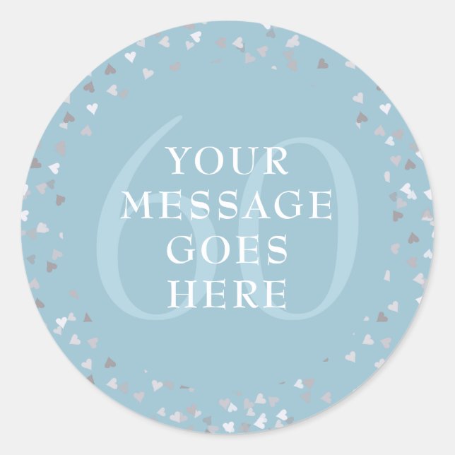 60th Anniversary Hearts Confetti Classic Round Sticker (Front)