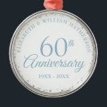 60th Anniversary Hearts Confetti Metal Ornament<br><div class="desc">Designed to coordinate with our 60th Anniversary Hearts Confetti collection. Featuring delicate hearts confetti. Personalise with your special sixty years diamond anniversary information in chic lettering. Designed by Thisisnotme©</div>