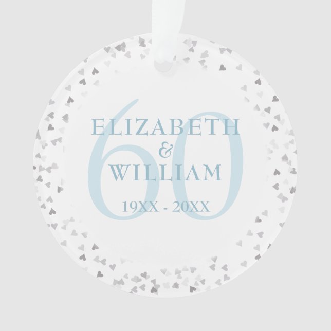 60th Anniversary Hearts Confetti Ornament (Front)