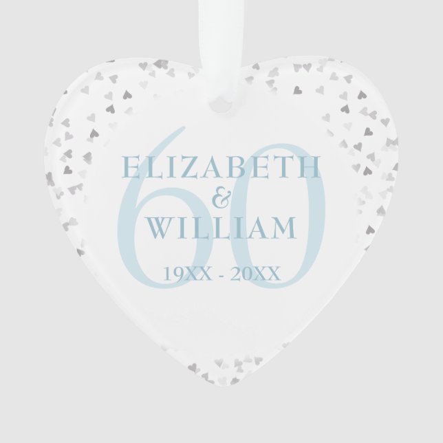 60th Anniversary Hearts Confetti Ornament (Front)