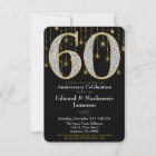 60th Anniversary Invitation Black Gold Diamonds