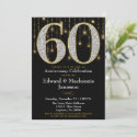 60th Anniversary Invitation Black Gold Diamonds