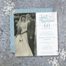 60th Anniversary Just Married Wedding Photo Square