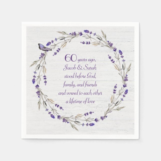 60th Anniversary Lavender Wreath   Napkins (Front)