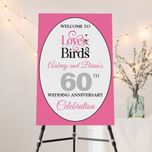 60th Anniversary Love Birds Personalized Foam Board