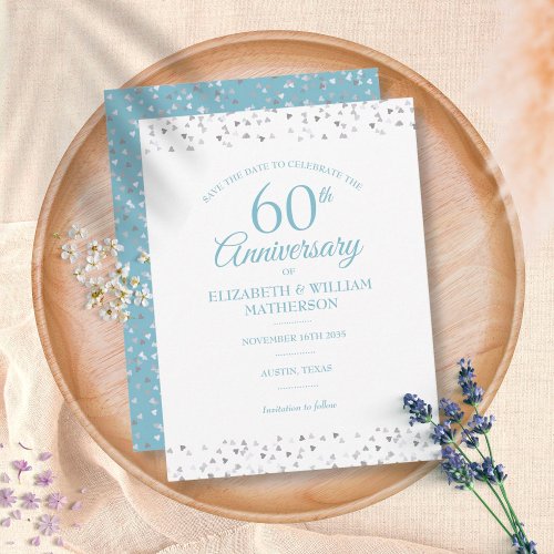 60th Anniversary Love Hearts Save the Date Postcard