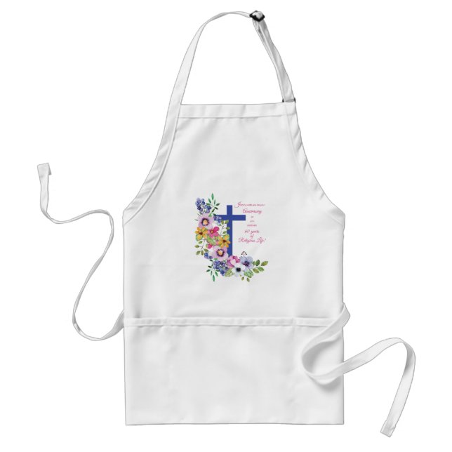 60th Anniversary, Nun, Religious Life Cross Adult Apron (Front)