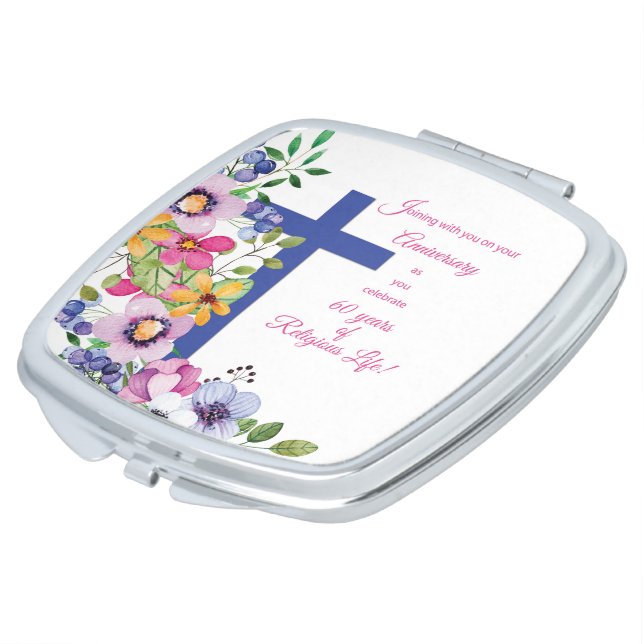 60th Anniversary, Nun, Religious Life Cross Compact Mirror (Turned)