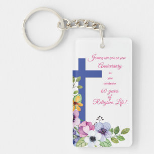 60th Anniversary, Nun, Religious Life Cross Keychain