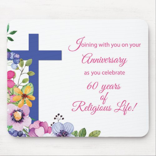 60th Anniversary Nun Religious Life Cross Mouse Pad