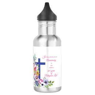 60th Anniversary, Nun, Religious Life Cross Stainless Steel Water Bottle