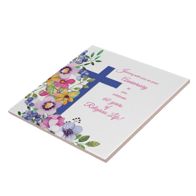 60th Anniversary, Nun, Religious Life Cross Tile (Side)