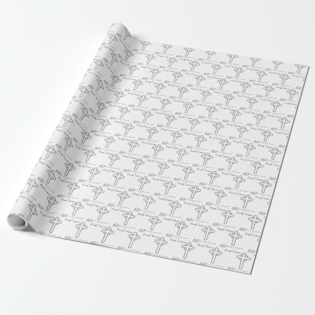 60th Anniversary of Priest Embossed Cross Wrapping Paper (Unrolled)