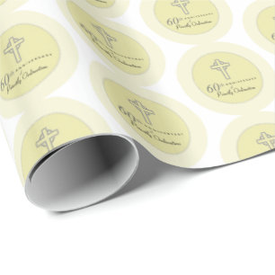 60th Anniversary of Priest Embossed Cross Wrapping Paper