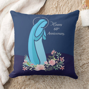 60th Anniversary of Religious Life Nun Pink Flower Throw Pillow
