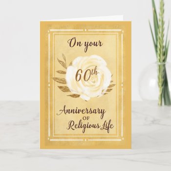 60th Anniversary Of Religious Life Nun White Rose Card by Religious_SandraRose at Zazzle