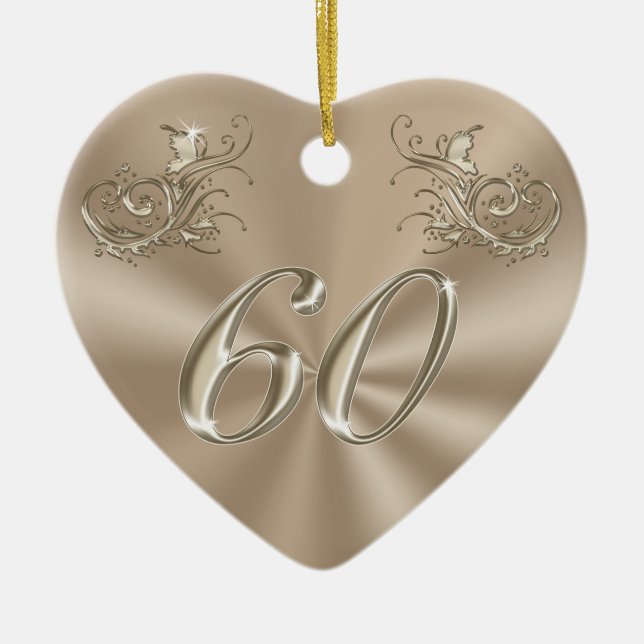 60th Anniversary Ornament, Personalized or Not Ceramic Ornament (Front)