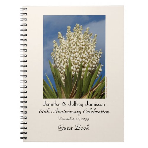 60th Anniversary Party Guest Book Blooming Yucca Notebook