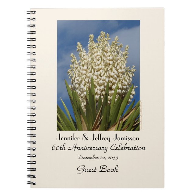 60th Anniversary Party Guest Book, Blooming Yucca Notebook (Front)