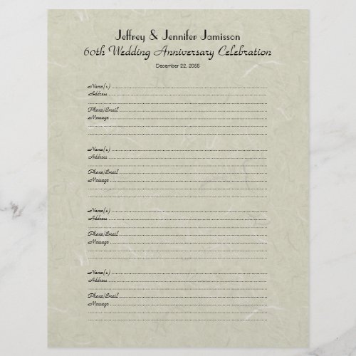 60th Anniversary Party Guest Book Sign_In Page