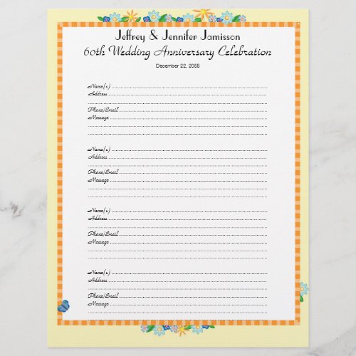 60th Anniversary Party Guest Book Sign_In Page