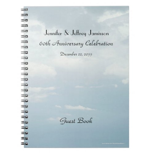 60th Anniversary Party Guest Book Sky  Clouds Notebook