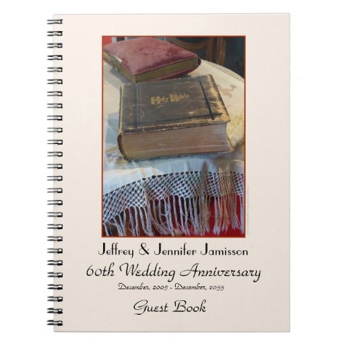 60th Anniversary Party Guest Book Vintage Bible Notebook