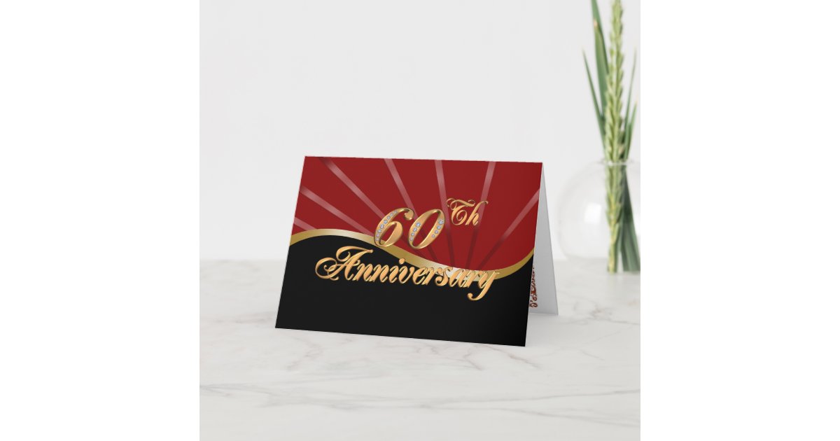 60th anniversary party invitation red black card | Zazzle