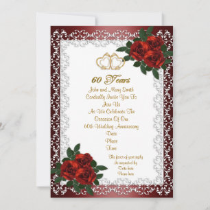 60th anniversary party invitation red roses