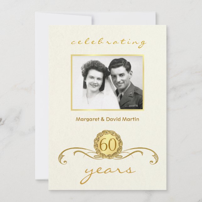 60th Anniversary Party Invitations Vintage Accents (Front)
