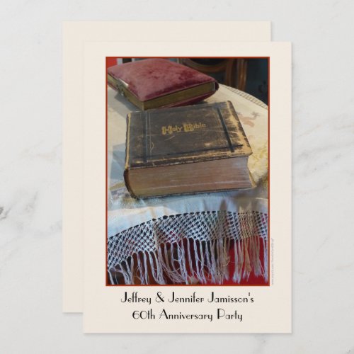 60th Anniversary Party Name Vintage Bible Invitation
