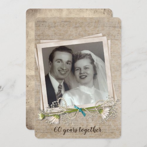 60th anniversary party old_fashioned photo frame invitation