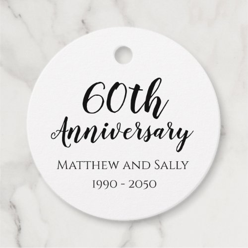 60th Anniversary Party Round Favor Tags