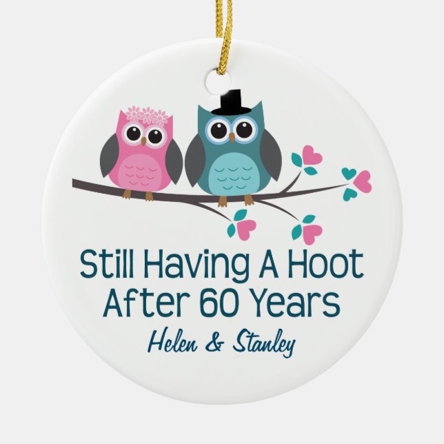60th Anniversary Personalized Gift Idea Ceramic Ornament (Front)