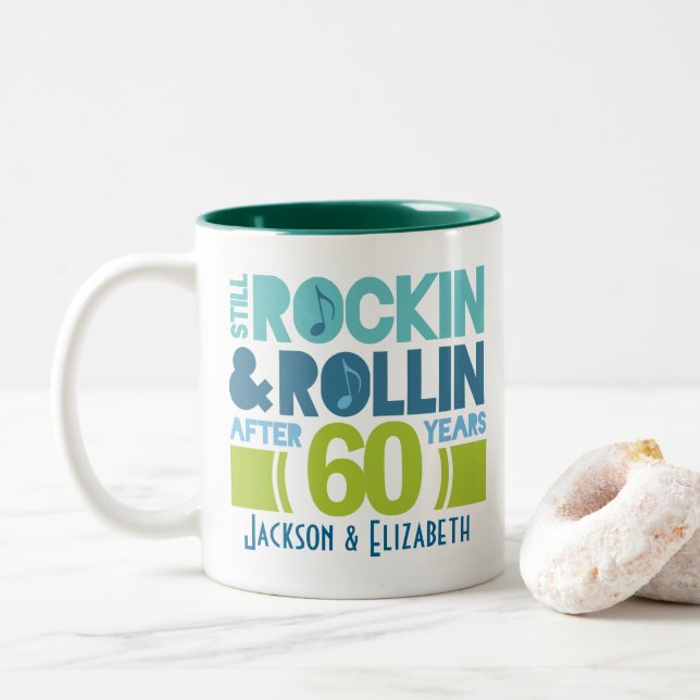 60th Anniversary Personalized Mug Gift (With Donut)