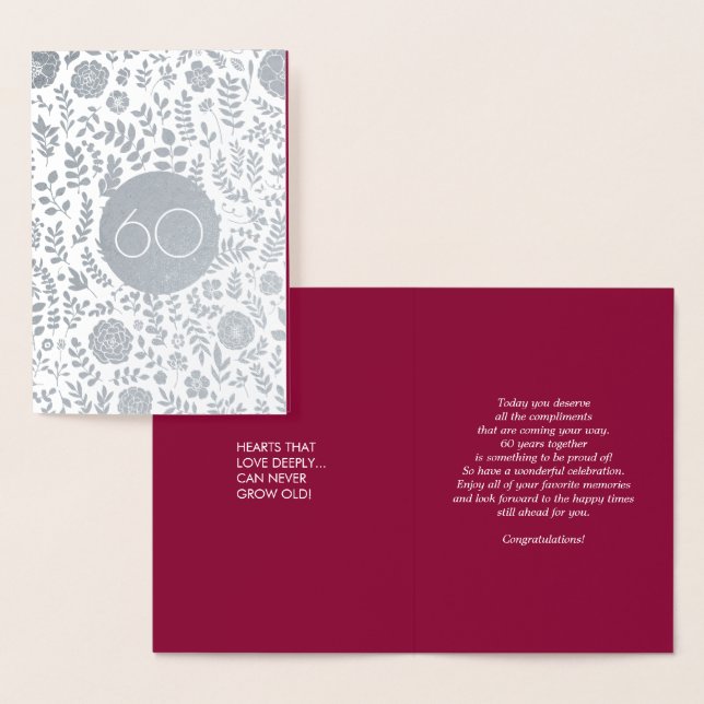60th Anniversary Real Foil Luxury Greeting Cards (Display)