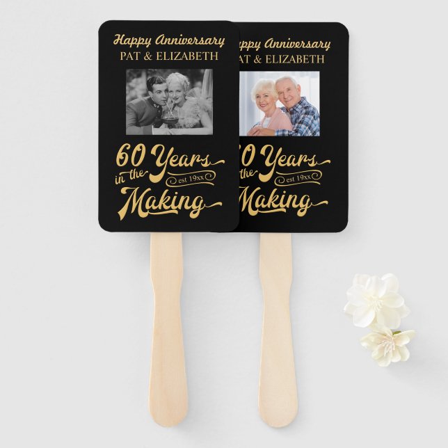 60th Anniversary Retro 60 Years in the Making Hand Fan (Front and Back)
