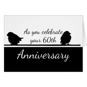 60th Anniversary Romantic Cute Birds Couple Cards