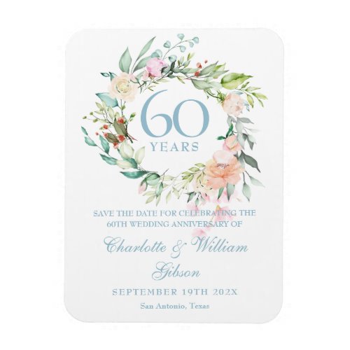 60th Anniversary Save the Date Country Roses Magnet