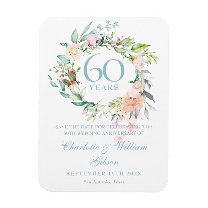 60th Anniversary Save the Date Country Roses Magnet | Zazzle.com