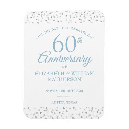 60th Anniversary Save the Date Love Hearts Magnet
