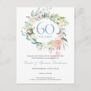 60th Anniversary Wedding Save The Date Cards Zazzle